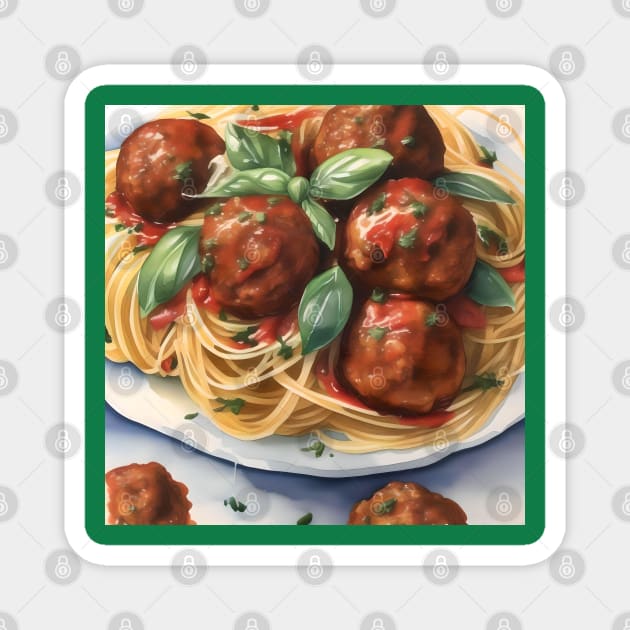 National Spaghetti Day - January 4 - Watercolor Magnet by Oldetimemercan