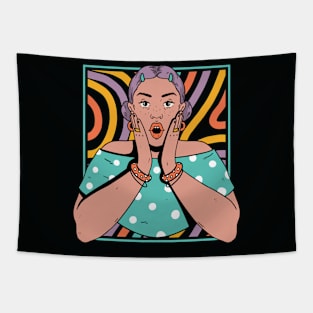 Chisme Queen Pop Art Portrait of Young Woman KH Tapestry