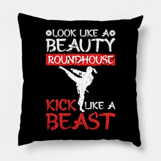 Taekwondo Beauty Roundhouse Kick Like A Beast Karate Pillow