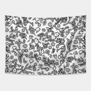 Botanical-Pattern, set, black,2, botanic, nature, botanical, floral, flowers, floral-pattern, leaves, plants, minimalist, garden, jungle, leaf, exotic, tropical, flower, boho, cacti, succulent, digital, graphic-design, pattern, Tapestry