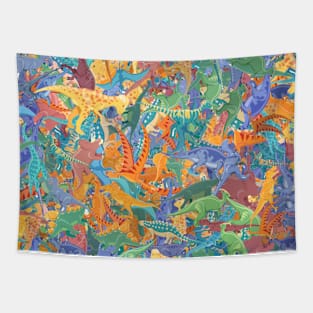 Dinosaur Tumble - random dinosaur print Tapestry