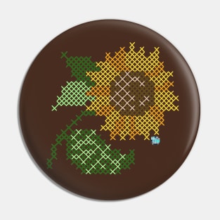 Sunflower Cross Stitch Pin