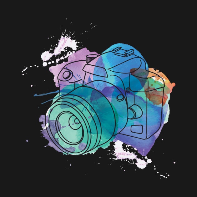 Watercolor dSLR on Black by SandiTyche
