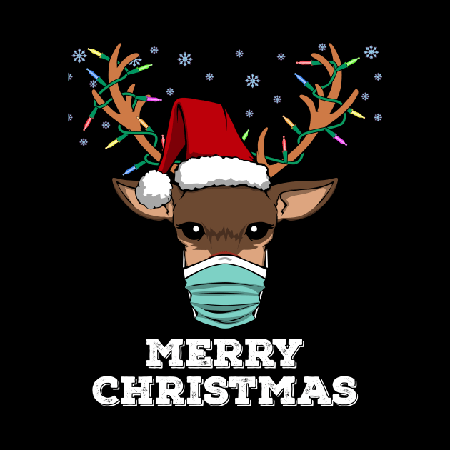 Merry Christmas 2020 Reindeer Face Mask Quarantine by MGO Design