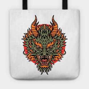 dragon face tattoo Tote