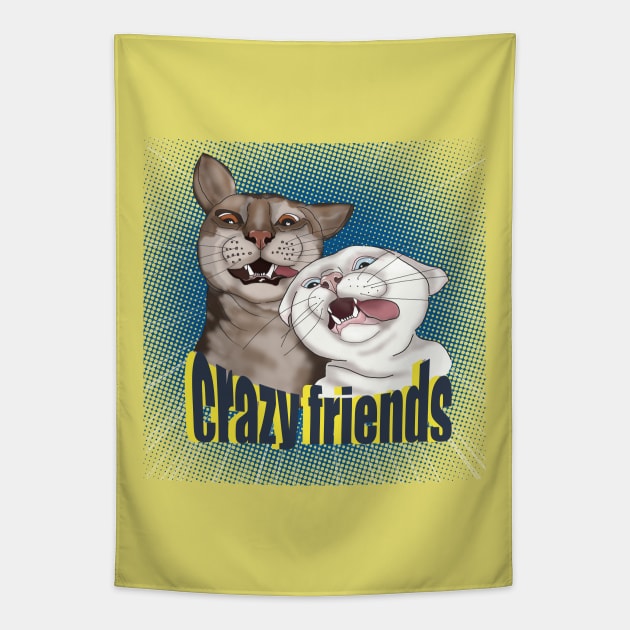 Cats Crazy friends Tapestry by KateQR