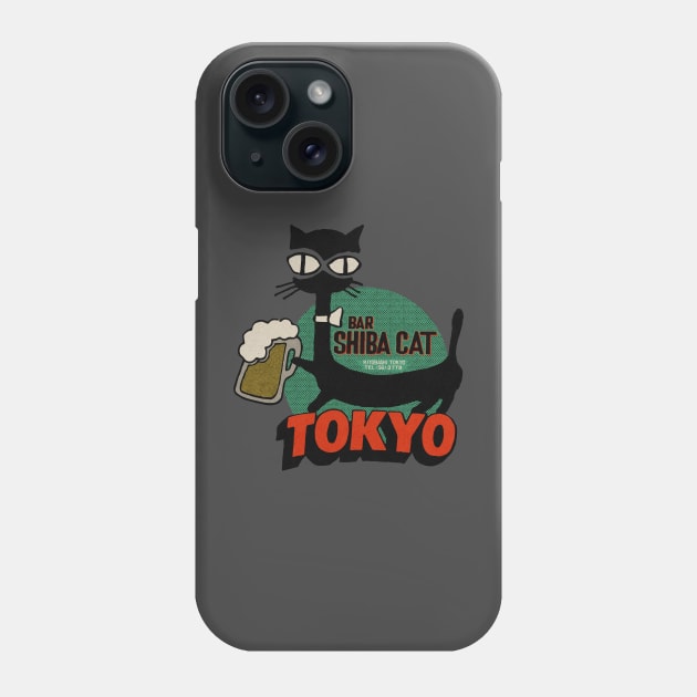 Vintage Shiba Cat Bar Tokyo Phone Case by Kujo Vintage