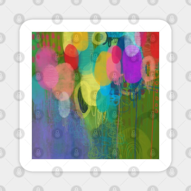 Rainbow Floral Meadow Bouquet Magnet by Hyssopartz