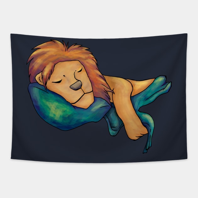 Sleeping Lion Tapestry by TheAlbinoSnowman