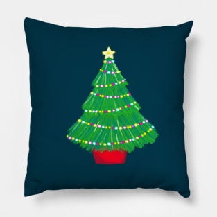 Traditional Christmas Tree with Twinkle Lights Pillow