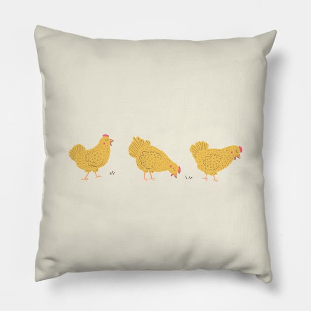 Hens on a Walk Pillow by Jackie Hurd