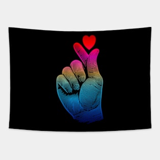 Heart Hand Sign RBG Tapestry