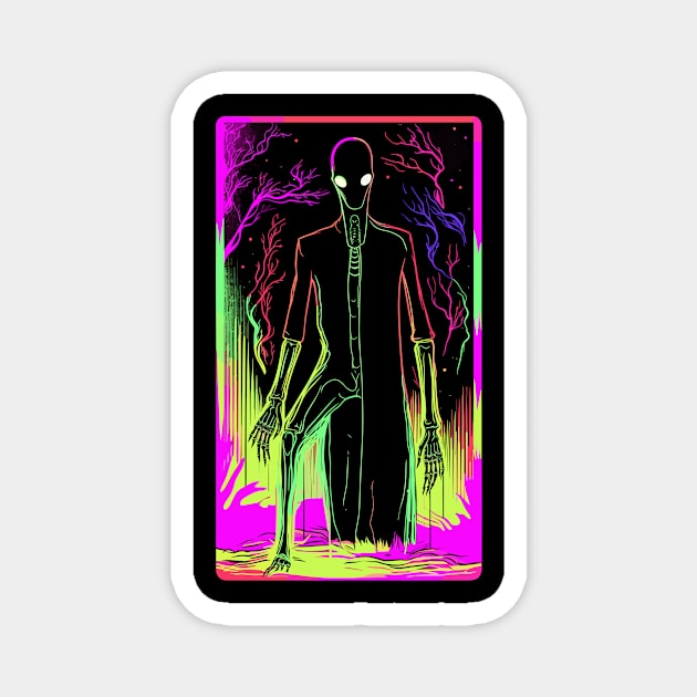 Neon Slenderman Art - Electrifying Urban Legend Magnet by Soulphur Media