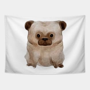 Cute Fawn Pug Puppy Drawing| Funny Kawaii Pug Tapestry