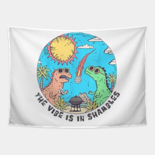 Vintage Retro The Vibes Are In Shambles Dinosaurs Tapestry