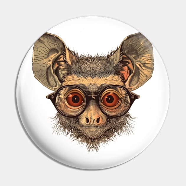 Wise-Guy Aye-Aye: The Spectacled Scholar Pin by Carnets de Turig