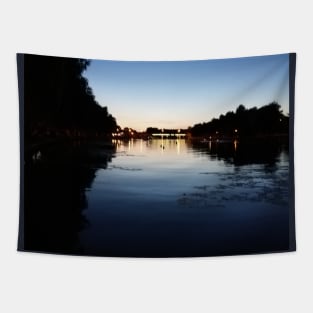 romantic night at a lake Tapestry