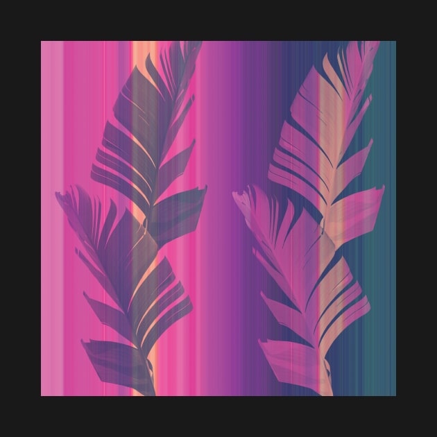 Vibrant palm leaves silhouette, summer print by likapix