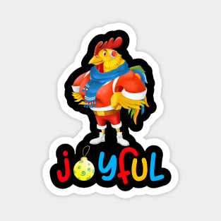 Joyful Chicken Christmas Magnet