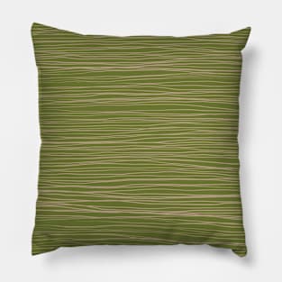 Hand drawn thin lines - sand on green Pillow