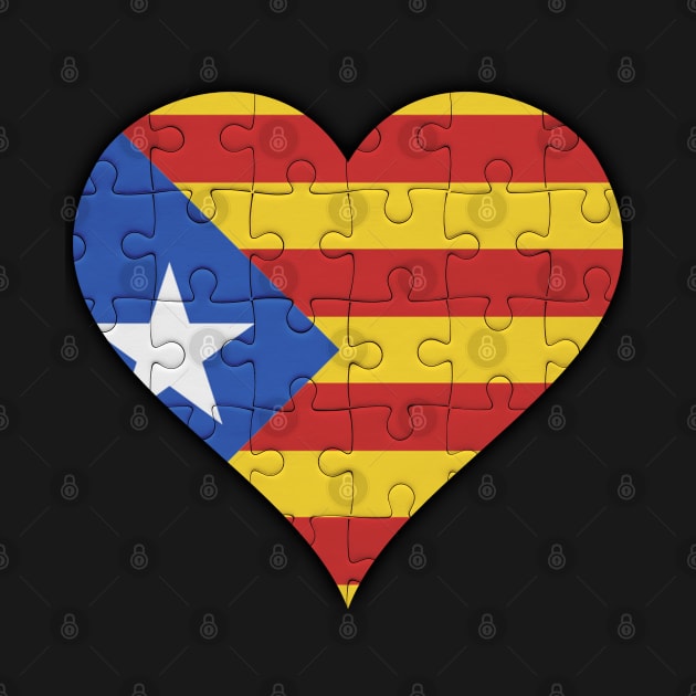 Catalan Jigsaw Puzzle Heart Design - Gift for Catalan With Catalonia Roots by Country Flags