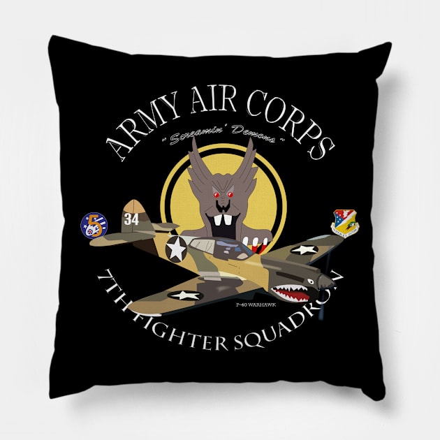 p-40 warhawk - 49fg - 7th Fighter Squadron wo Bakgrd Pillow by twix123844