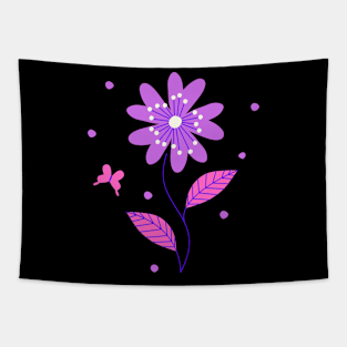 Purple Floral Design with butterfly Tapestry