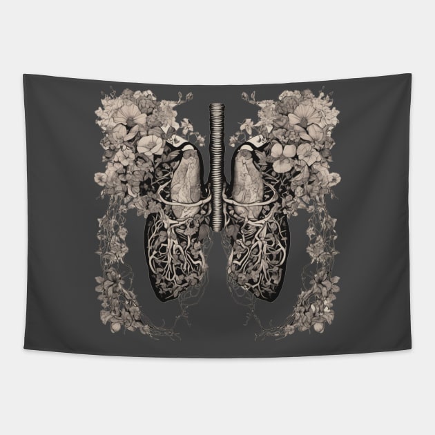 Breathe with my lungs asthma cancer nursing support design Tapestry by Edgi