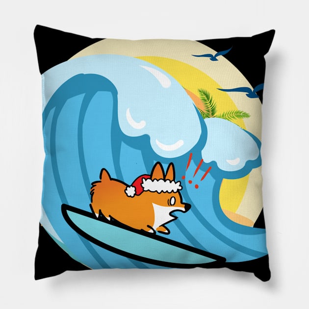 Funny Corgi Surfing- dog Surf Pillow by IN-Style