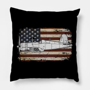 F4U Corsair US Airplane Aircraft Plane American Retro Flag Pillow
