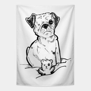 One Eyed Pug dog and his best friend Tapestry