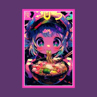 Cute Anime Girl |  Ramen Noodles | Hentaii Chibi Kawaii Design T-Shirt