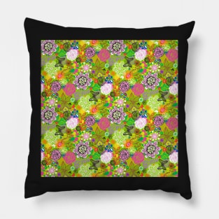 Floral Doodle with Butterflies Pillow