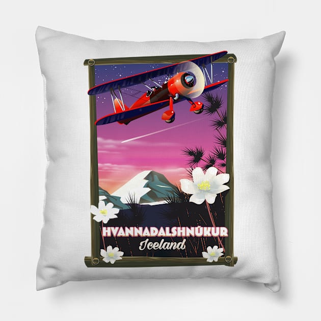 Hvannadalshnúkur Iceland travel poster Pillow by nickemporium1