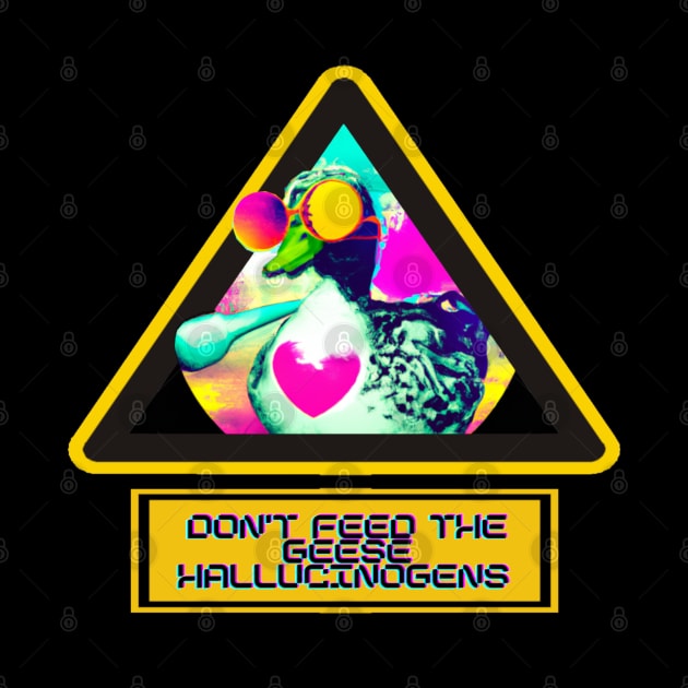 Don't Feed the Heart Shaped Retrowave Duck with Sunglasses Hallucinogens - Colorful Psychedelic T-Shirt by Trippy Critters