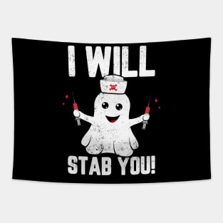 Nurse Ghost I Will Stab You Funny Halloween Tapestry