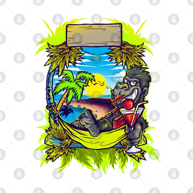 Tropical Summer Gorilla in Vacation by DanDesigns