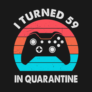 I Turned 59 In Quarantine - Retro Sunset Vintage 1961 59th Birthday Gift T-Shirt