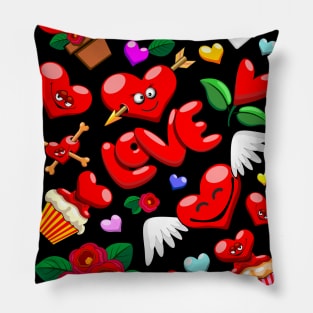 Valentine's Day Love Hearts Cute Doodles Pillow