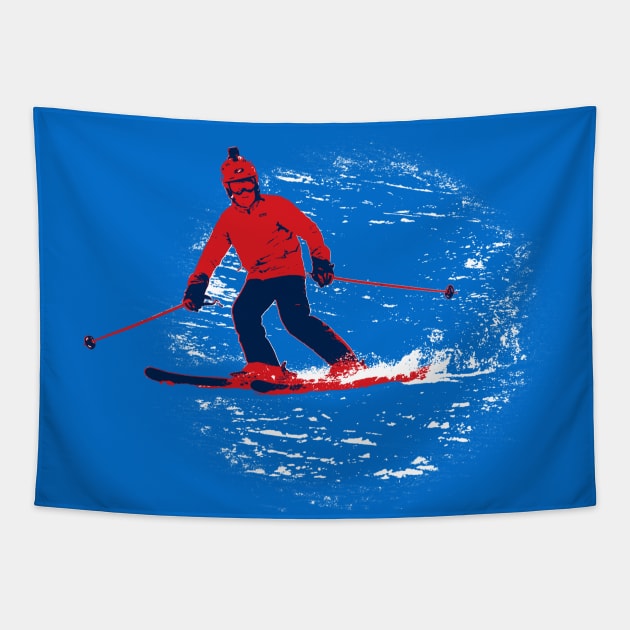 Let's Ski! - Downhill Skier Tapestry by Highseller