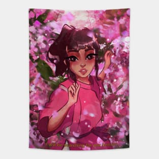 Girl and flowers Tapestry