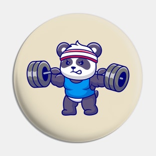 Cute Panda Lifting Barbell Cartoon Pin