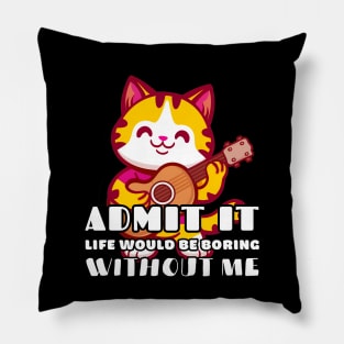 Cat Playing Guitar Pillow