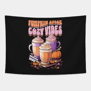 Pumpkin spice cozy vibes coffee and books Tapestry