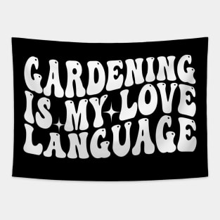 Gardening is my love language Groovy Retro Gardener Tapestry