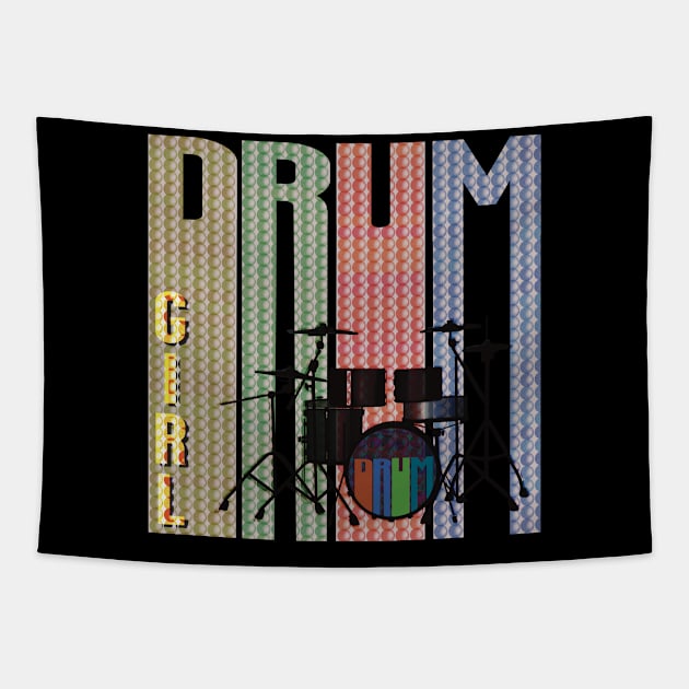 Girl Drum Kit Tapestry by KateVanFloof