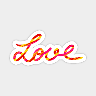 Love yellow pink orange red hand written Magnet