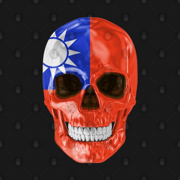 Taiwan Flag Skull - Gift for Taiwanese With Roots From Taiwan by Country Flags