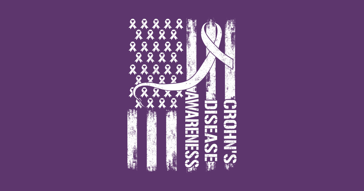 Crohn's Disease Awareness Month American Flag Ribbon - Crohns Disease ...
