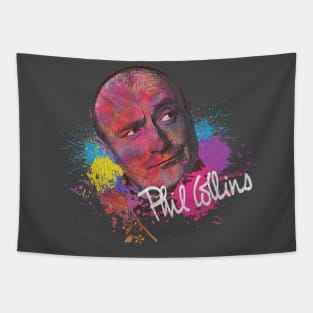 Phil Collins Face Watercolor Painting Vintage Look Tapestry